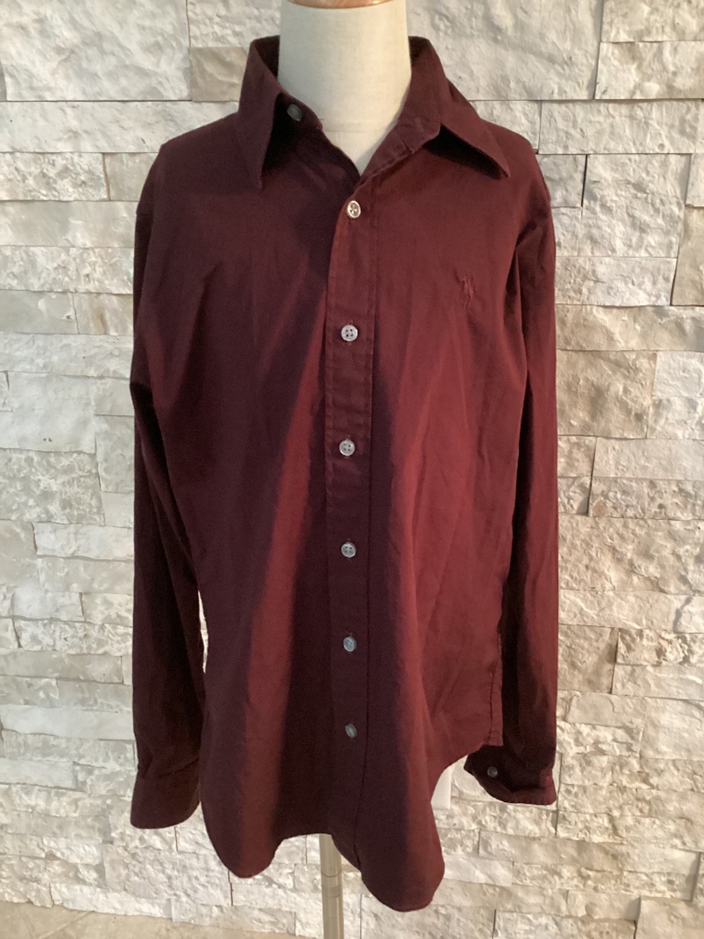 Polo Ralph Lauren Boys Burgundy Long Sleeve Button Up Shirt Size 4